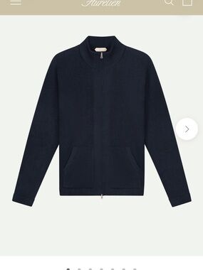 Aurélien Navy Voyager Rib Cashmere Blend Zip Cardigan Sweater XL NWT